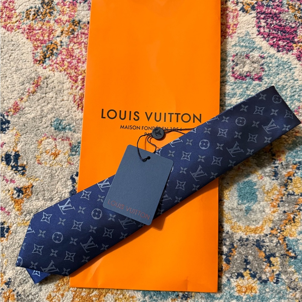 Louis Vuitton Navy Monogram Tie